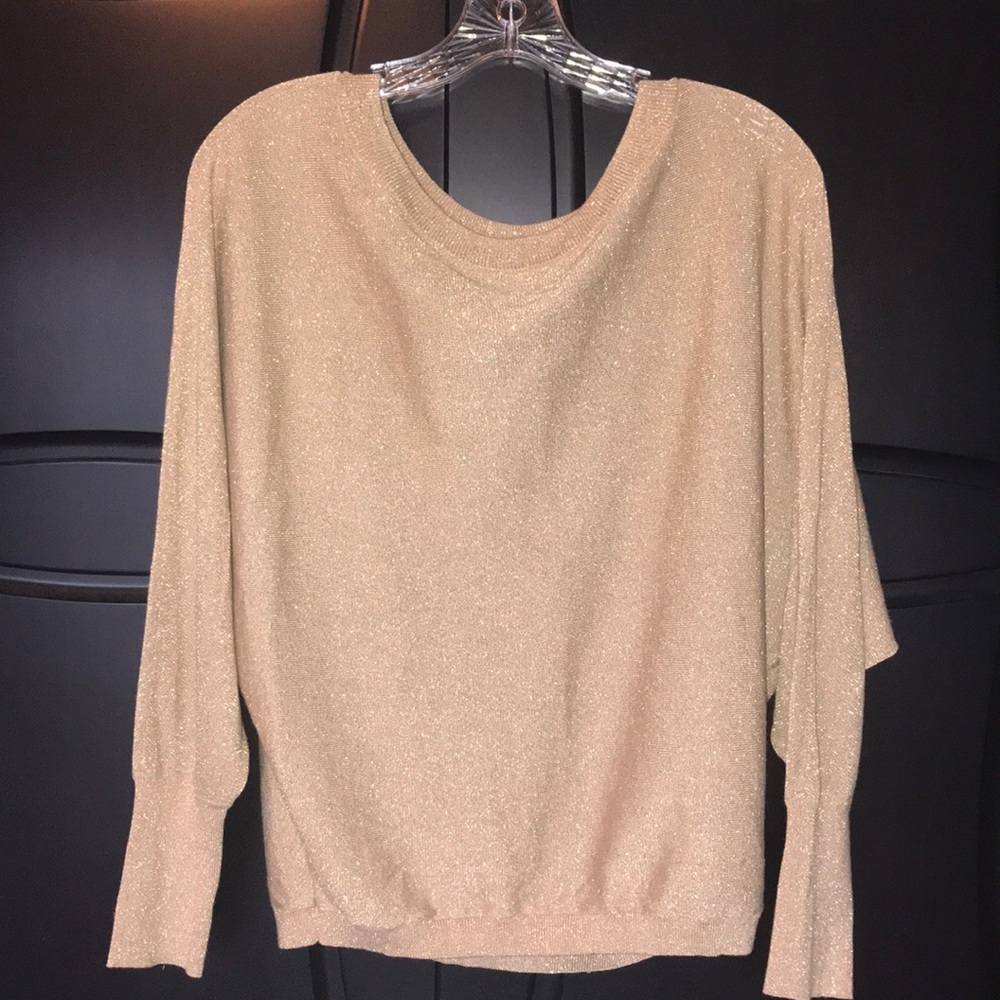INC-Metallic gold scoop neck sweater. Size Med.